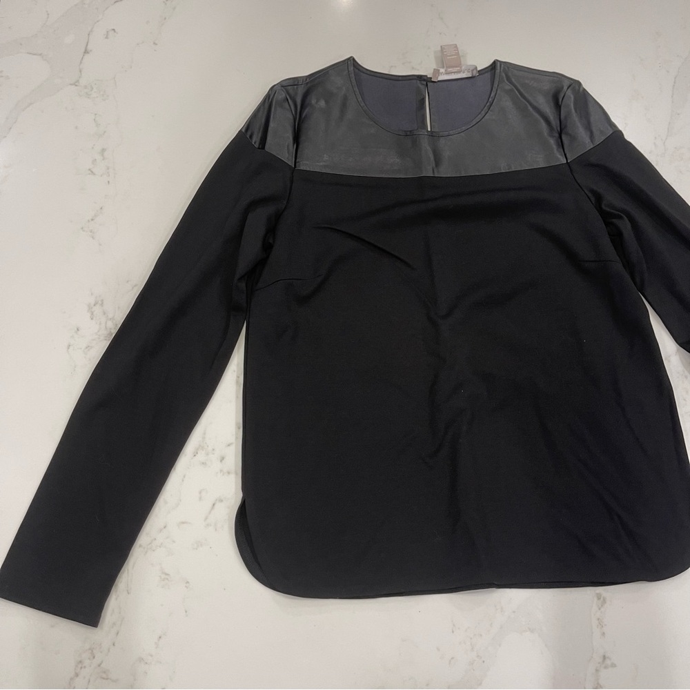 Banana Republic Black w/ Leather Blouse